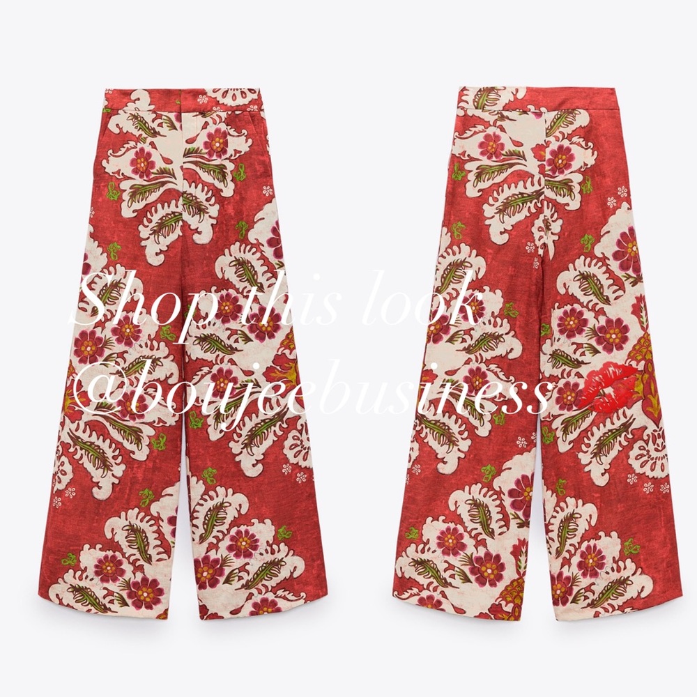 ZARA Linen Blend Printed Pants - Picture 7 of 7